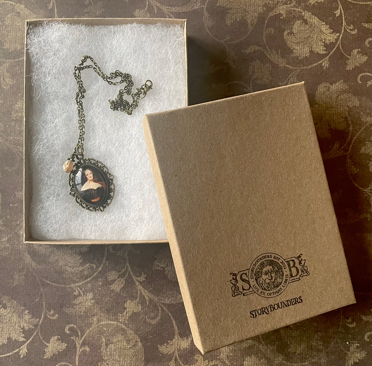 Mary Shelley Pendant Necklace, Bronze Necklace, Portrait Necklace, 18” bronze chain