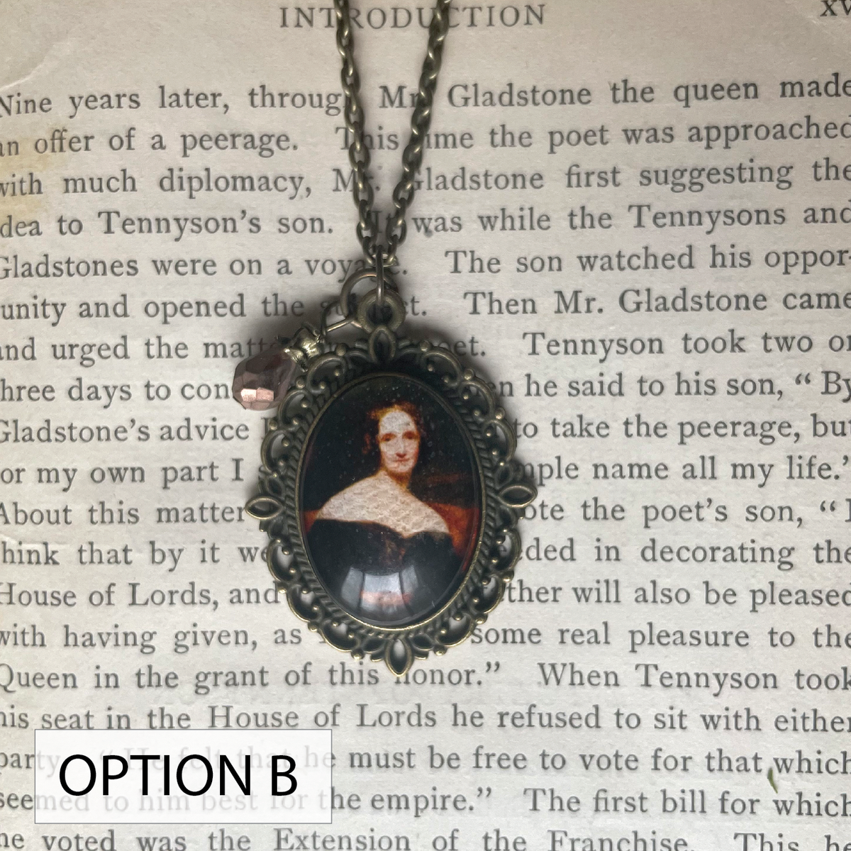 Mary Shelley Pendant Necklace, Bronze Necklace, Portrait Necklace, 18” bronze chain