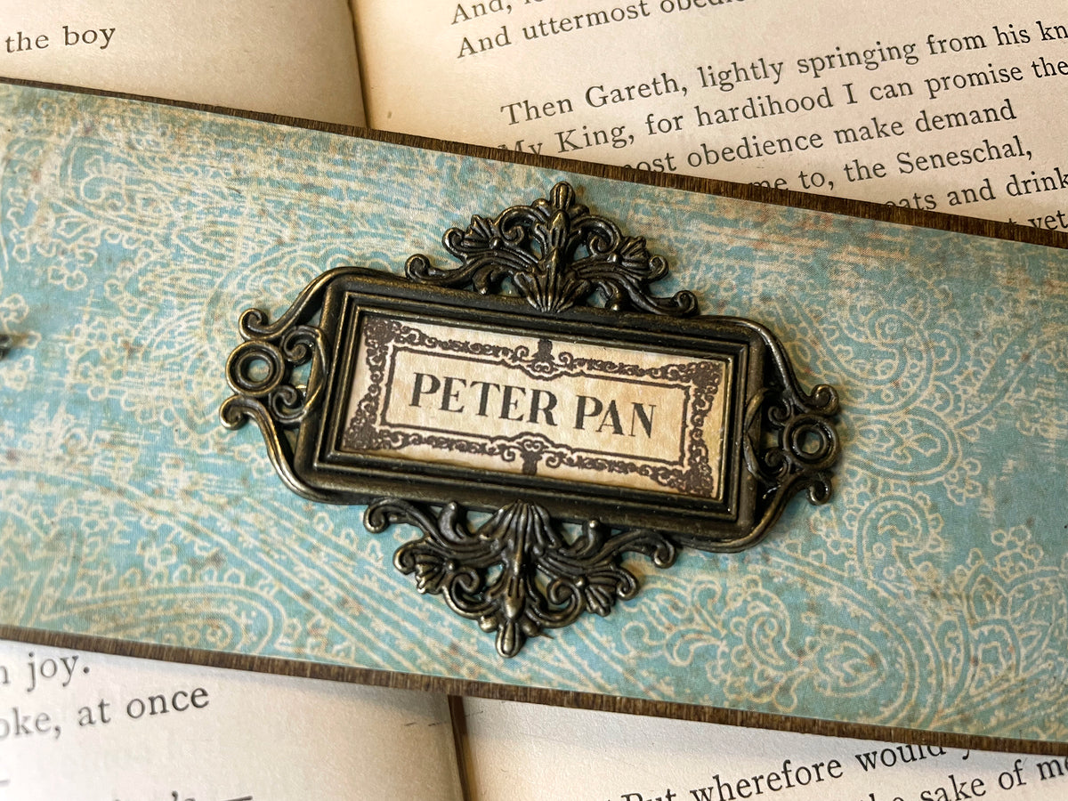 Peter Pan Bookmark: Handmade Wood Bookmark with Tassel and Charm