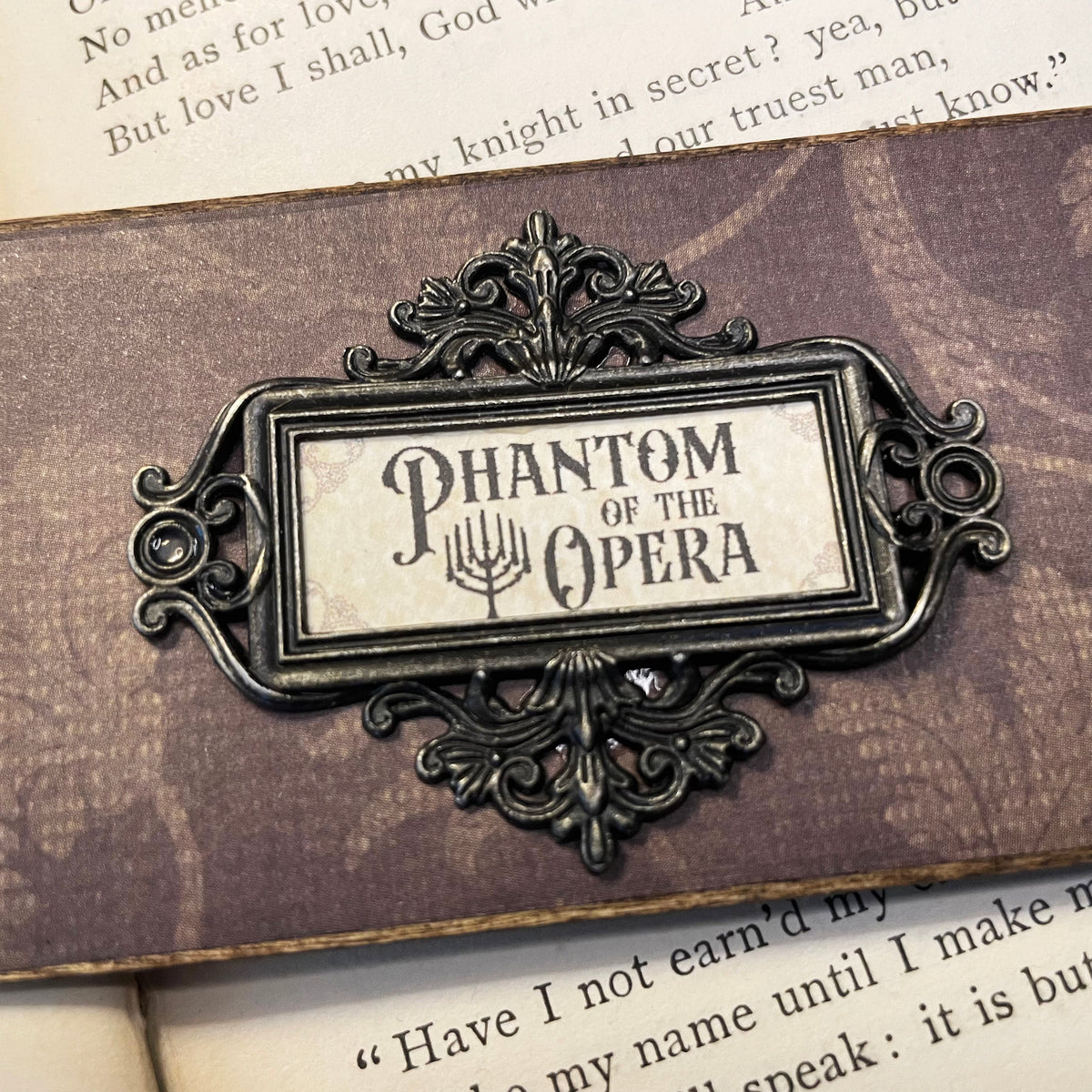 Phantom of the Opera Bookmark: Handmade Wood Bookmark with Tassel and Charm