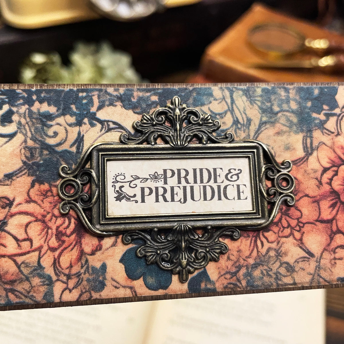 Pride and Prejudice Bookmark: Handmade Wood Bookmark with Tassel and Charm
