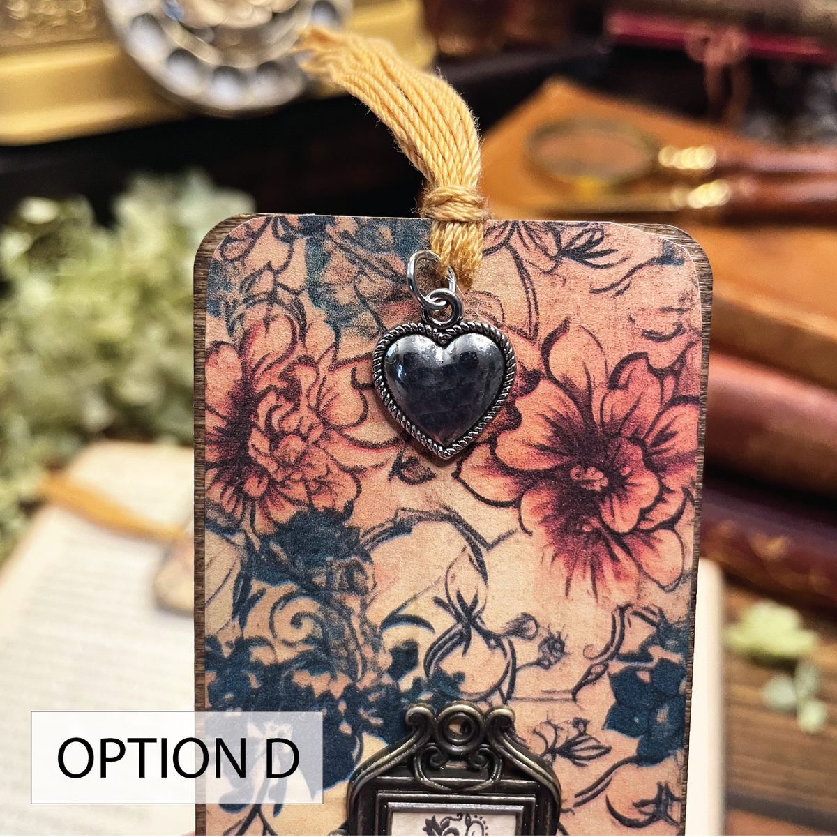 Pride and Prejudice Bookmark: Handmade Wood Bookmark with Tassel and Charm