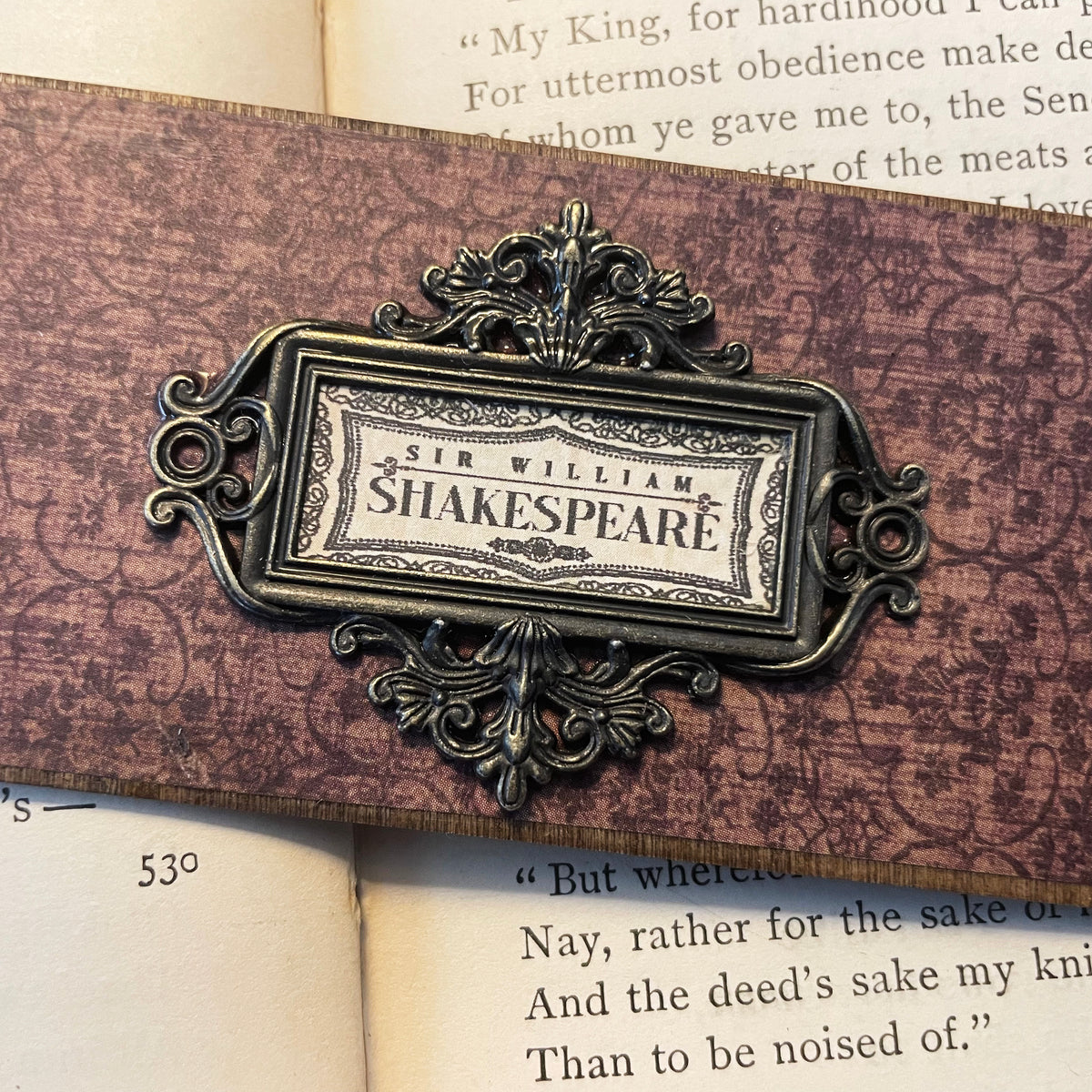 Shakespeare Bookmark: Handmade Wood Bookmark with Tassel and Charm