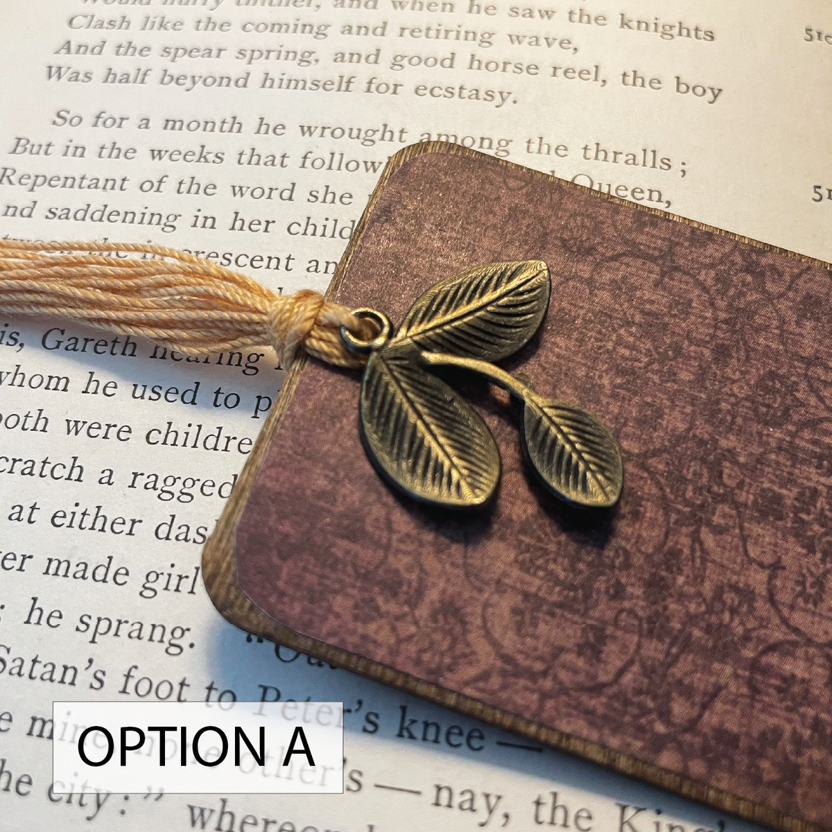 Shakespeare Bookmark: Handmade Wood Bookmark with Tassel and Charm