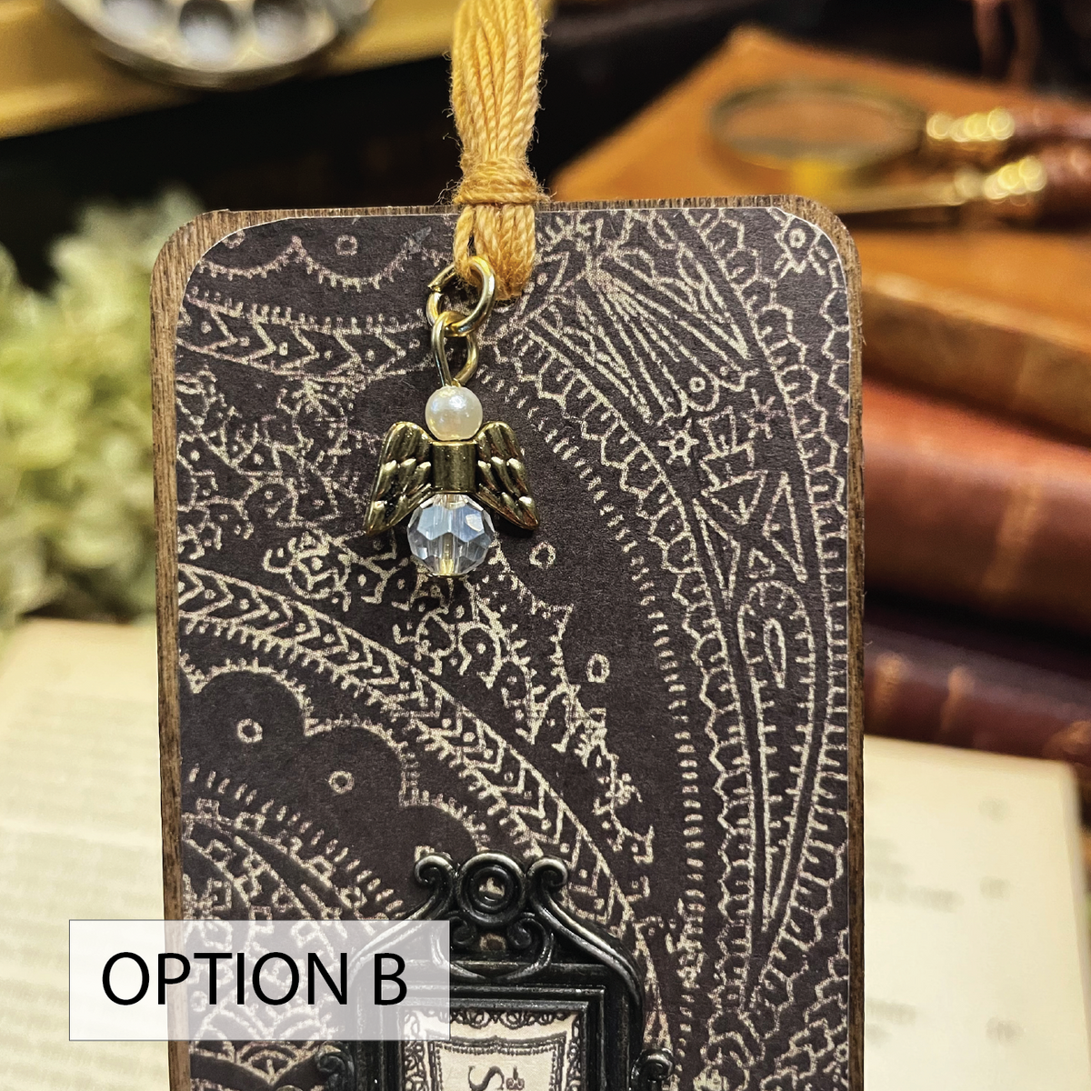 Shakespeare Bookmark: Handmade Wood Bookmark with Tassel and Charm
