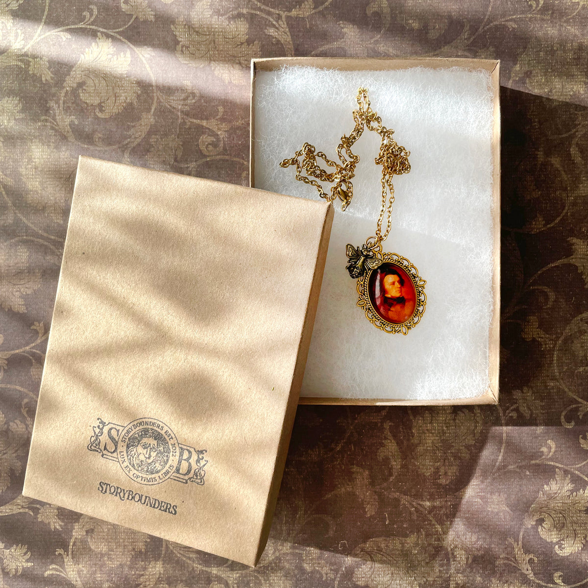Alfred, Lord Tennyson Pendant Necklace, Gold Necklace, Portrait Necklace, 20” gold chain