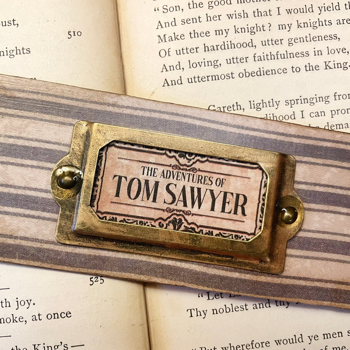 Tom Sawyer Bookmark: Handmade Wood Bookmark with Tassel and Charm