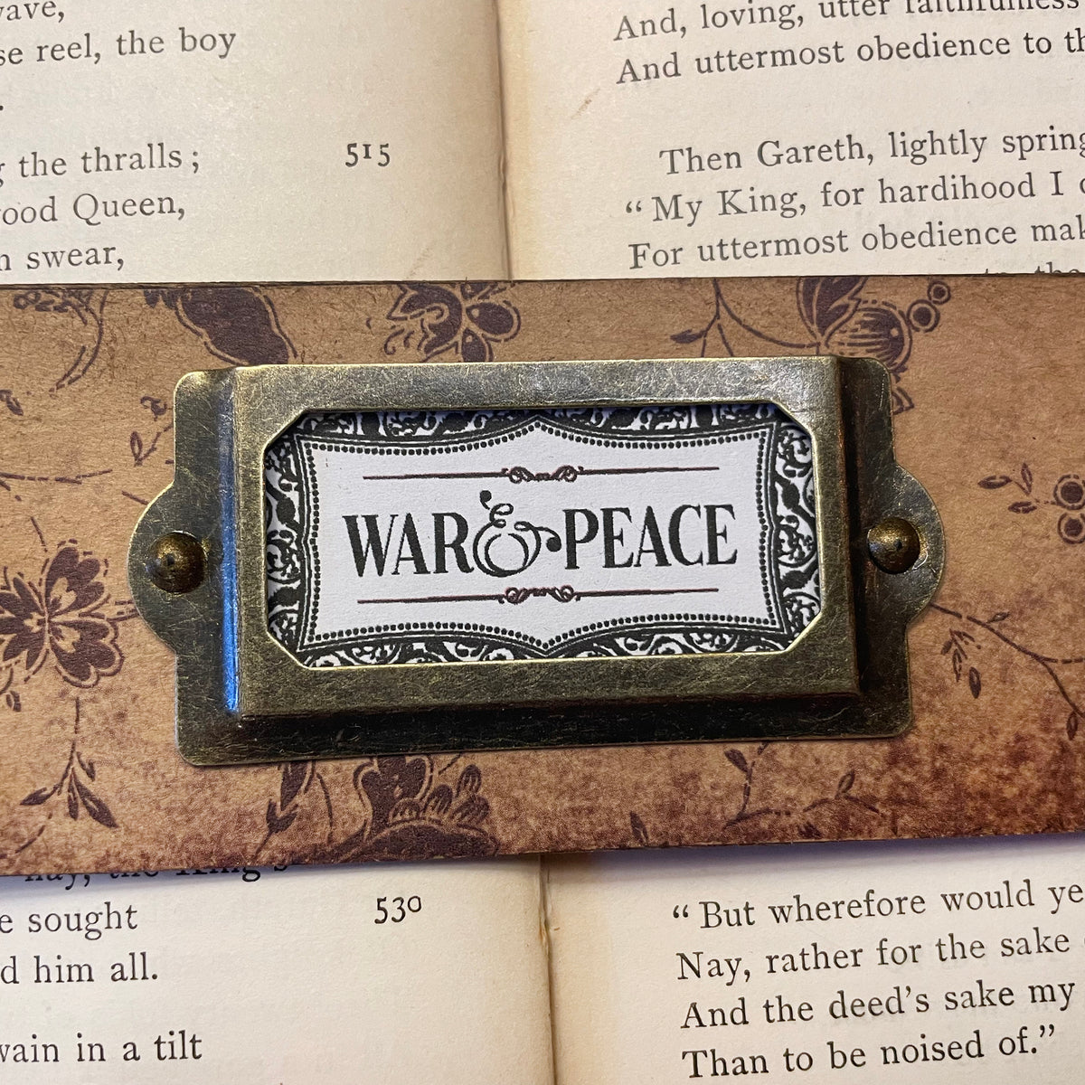 War and Peace Bookmark: Handmade Wood Bookmark with Tassel and Charm