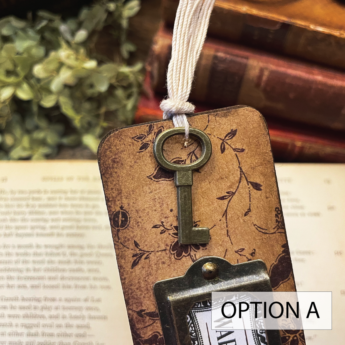 War and Peace Bookmark: Handmade Wood Bookmark with Tassel and Charm