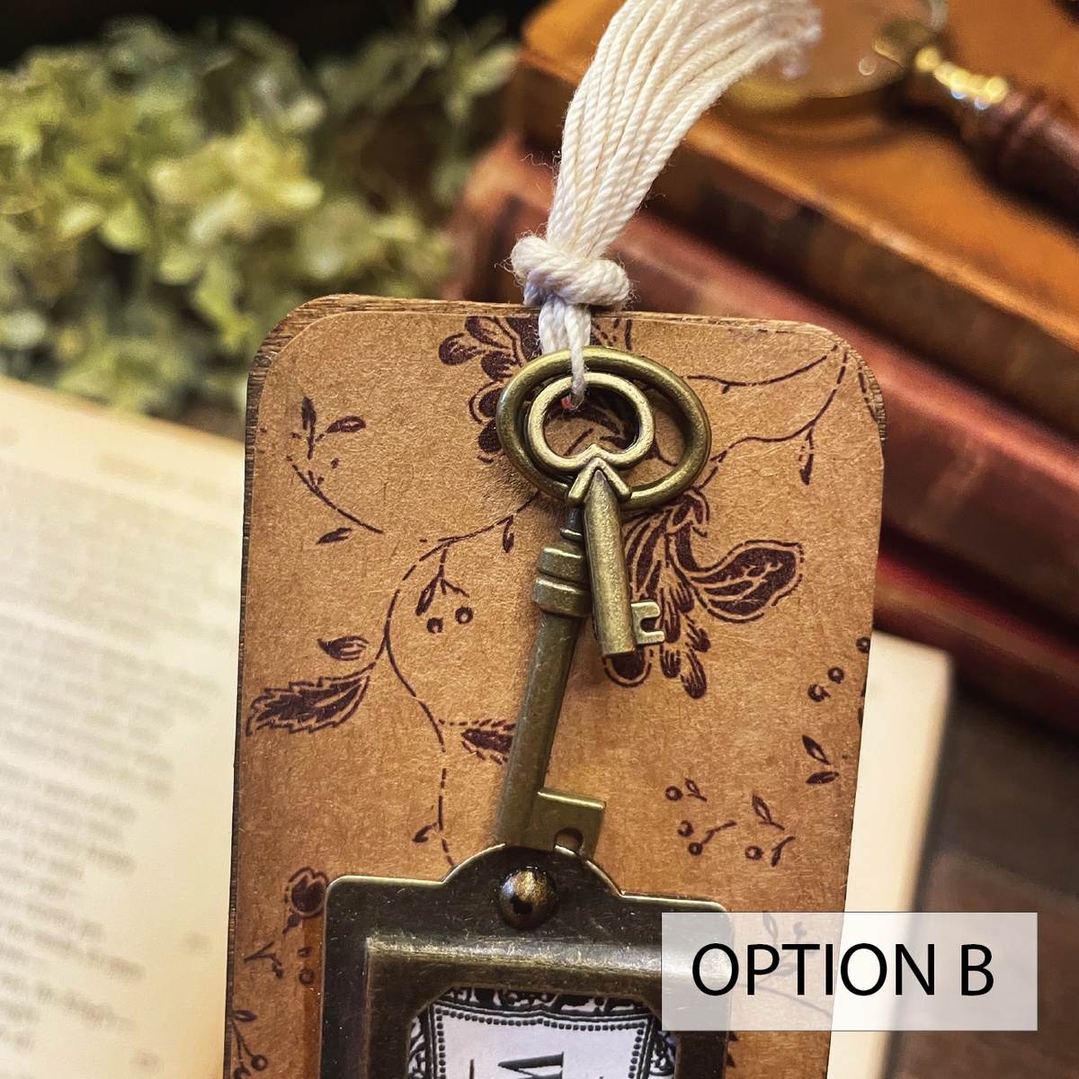 War and Peace Bookmark: Handmade Wood Bookmark with Tassel and Charm