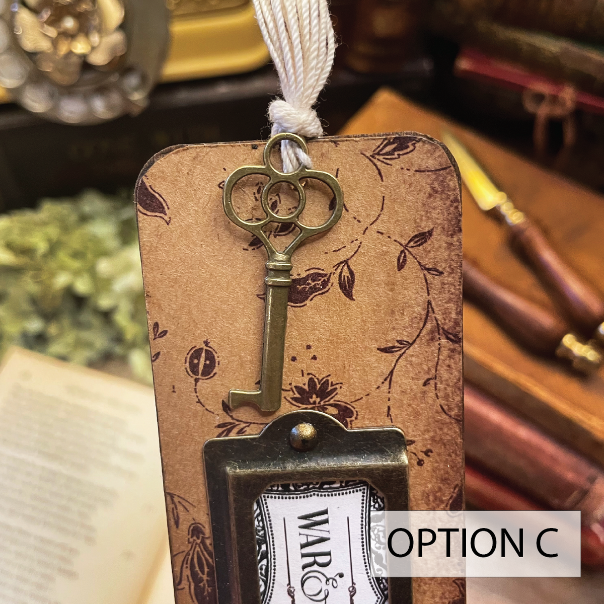 War and Peace Bookmark: Handmade Wood Bookmark with Tassel and Charm