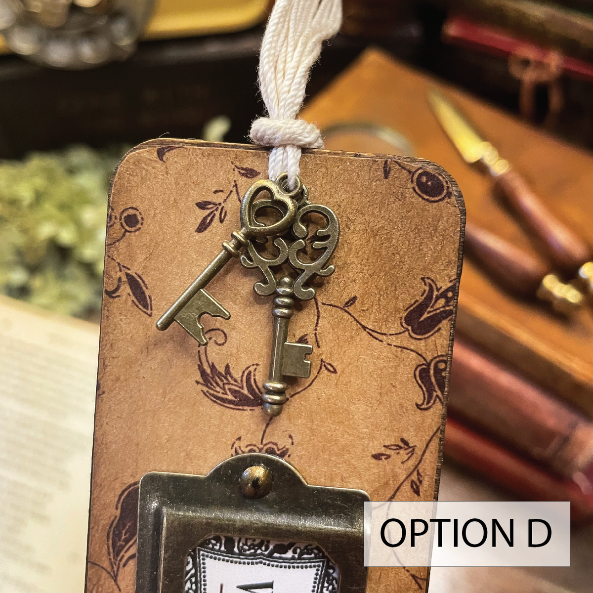 War and Peace Bookmark: Handmade Wood Bookmark with Tassel and Charm