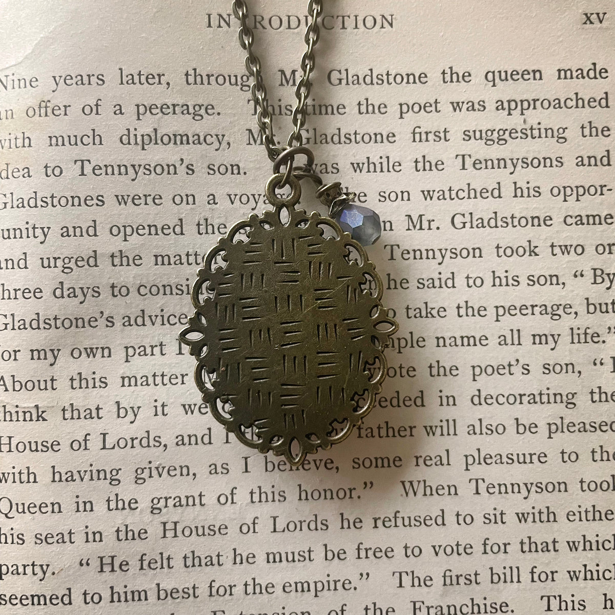 Washington Irving Pendant Necklace, Bronze Necklace, Portrait Necklace, 18” bronze chain