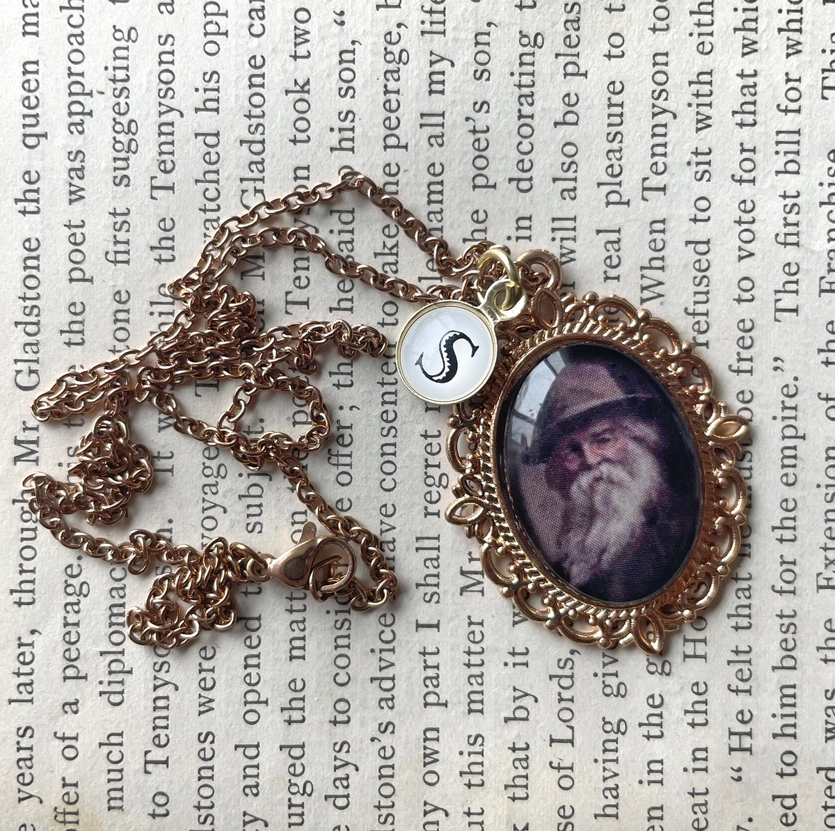 Walt Whitman Pendant Necklace, Rose Gold Necklace, Portrait Necklace, 18” rose gold chain