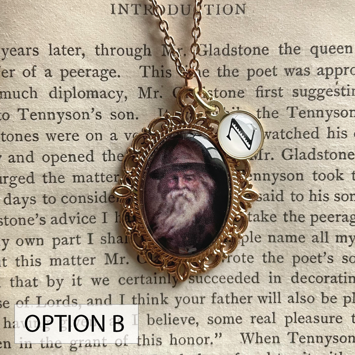 Walt Whitman Pendant Necklace, Rose Gold Necklace, Portrait Necklace, 18” rose gold chain