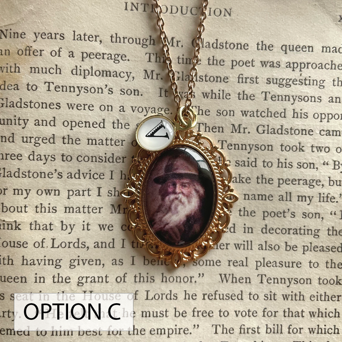 Walt Whitman Pendant Necklace, Rose Gold Necklace, Portrait Necklace, 18” rose gold chain